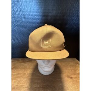 John Deere‎ Snapback Trucker Hat K-Products Made USA Brown Duck Canvas